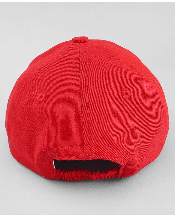 Babyhug Cotton Woven Baseball Cap With Athletic Text Embroidery Red - Diameter 17.5 cm