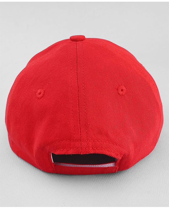 Babyhug 100% Cotton Woven Baseball Cap With Athletic Text Embroidery Red - Diameter 17.5 cm