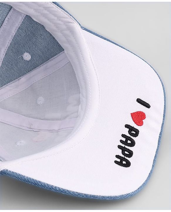 Babyhug Cotton Woven Baseball Cap With Text Embroidery Blue - Diameter 18 cm