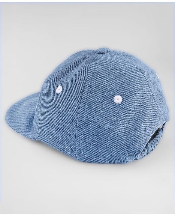 Babyhug Cotton Woven Baseball Cap With Text Embroidery Blue - Diameter 18 cm