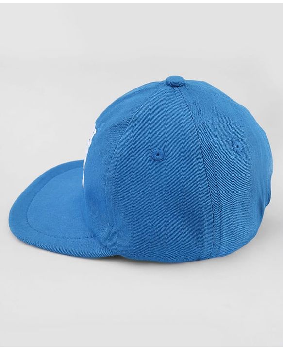 Babyhug Cotton Woven Baseball Cap With Cool Little Dude Text Embroidery Blue - Diameter 18 cm