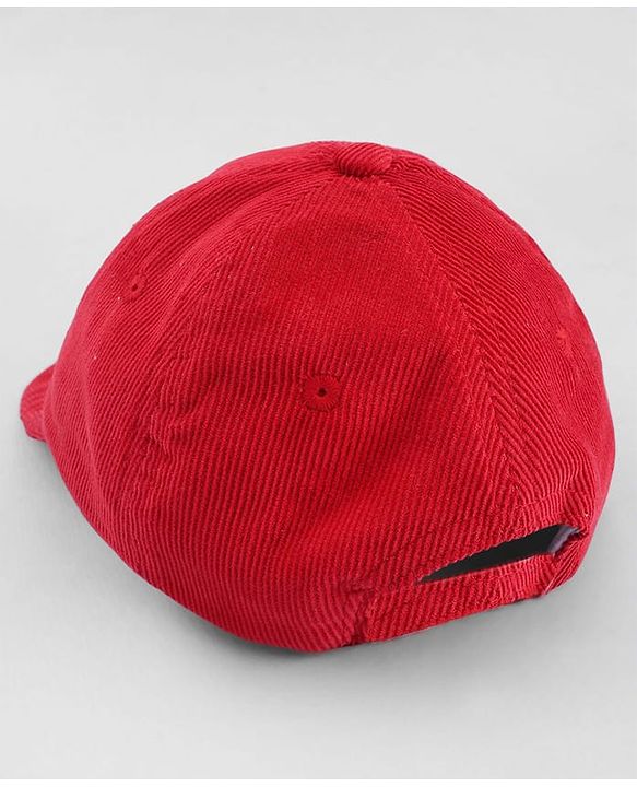 Babyhug Cotton Woven Baseball Cap With Text Embroidery Red - Diameter 20.5 cm