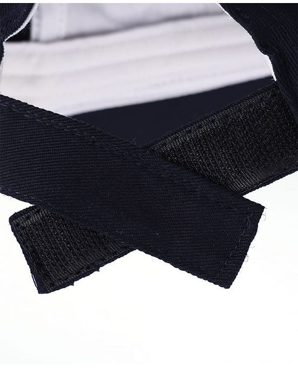 Babyhug Cotton Woven Baseball Cap With Text Embroidery Navy Blue - Diameter 16 cm