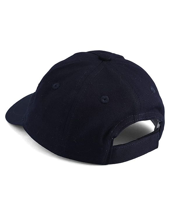 Babyhug Cotton Woven Baseball Cap With Text Embroidery Navy Blue - Diameter 16 cm