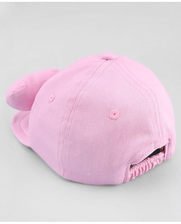 Babyhug Cotton Woven Baseball Cap with Bow Applique Pink- Diameter 19 cm