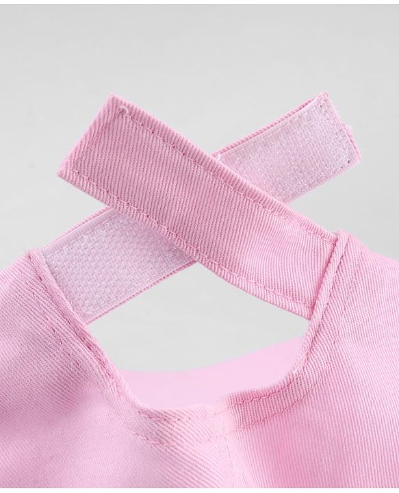 Babyhug Cotton Woven Baseball Cap with Bow Applique Pink- Diameter 19 cm