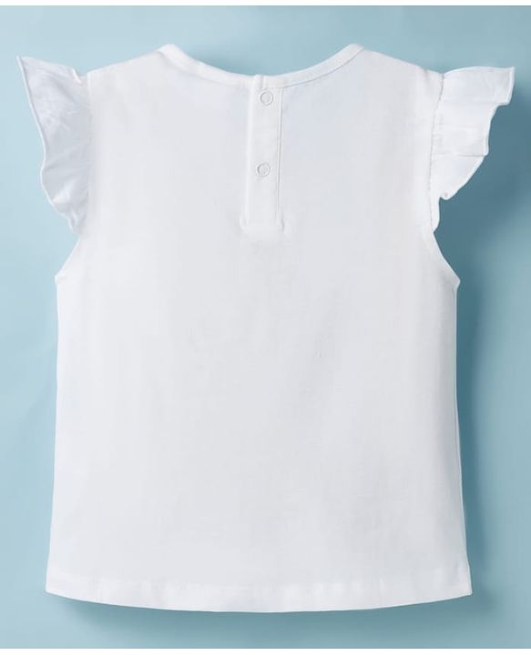 Babyhug Single Jersey Knit Half Sleeves Top & Skirt Set With Floral Applique - White