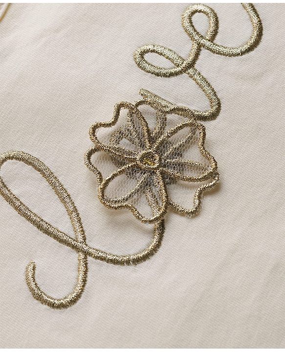 Babyhug Single Jersey Knit Half Sleeves Top & Skirt Set With Love Embroidery - White