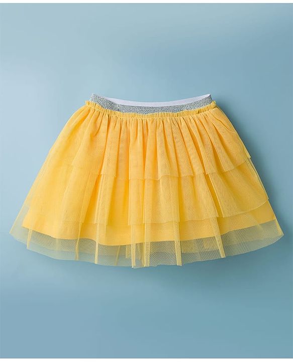 Babyhug Single Jersey Knit Half Sleeves Top & Skirts Set with Flora Print & Embroidery - Yellow & White