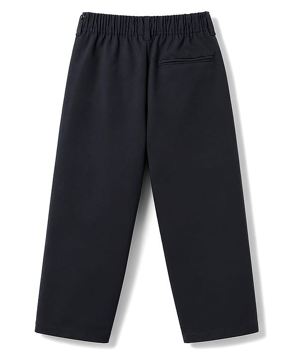 Pine Kids Cotton Elastane Woven Full Length Solid Color Trousers - Navy Blue