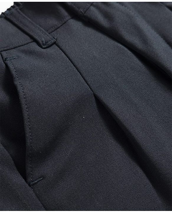 Pine Kids Cotton Elastane Woven Full Length Solid Color Trousers - Navy Blue