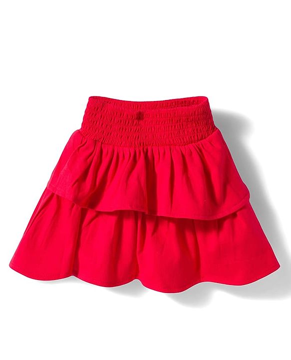 Babyhug Single Jersey Knit Half Sleeves Striped Top & Skirt Set Strawberry Embroidery - Red
