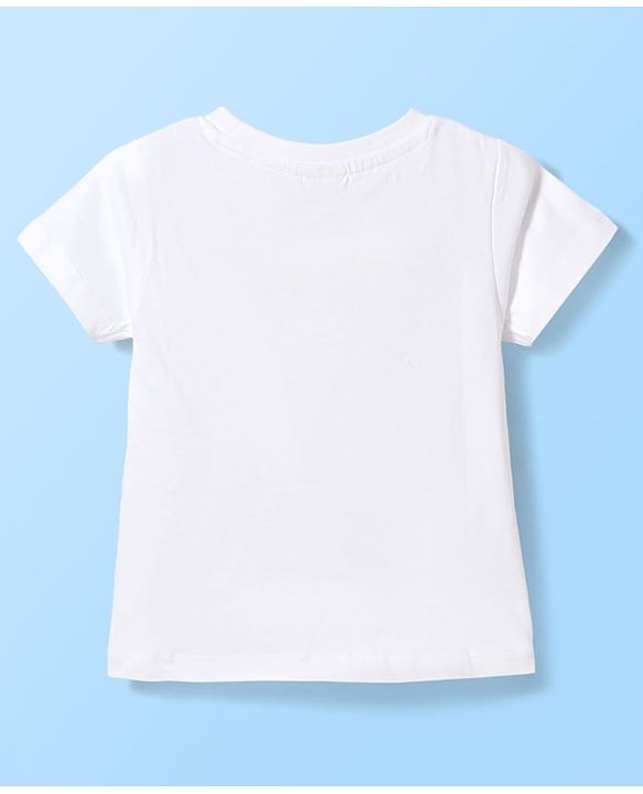 Babyhug Single Jersey Knit Half Sleeves Polka Dot Printed Top & Skirt Set with Bow Applique - White & Black