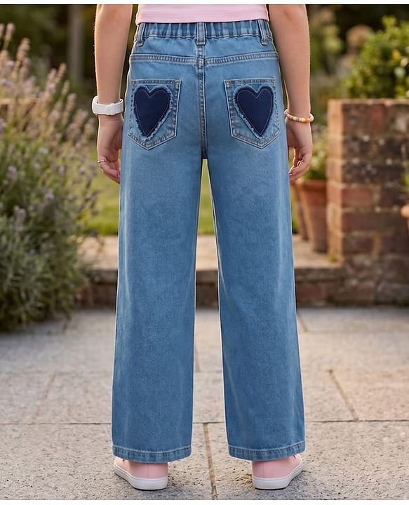 Pine Kids Cotton Woven Full Length Solid Jeans - Blue