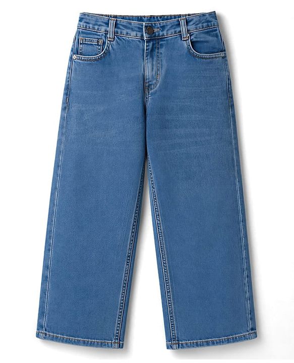 Pine Kids Cotton Woven Full Length Solid Jeans - Blue