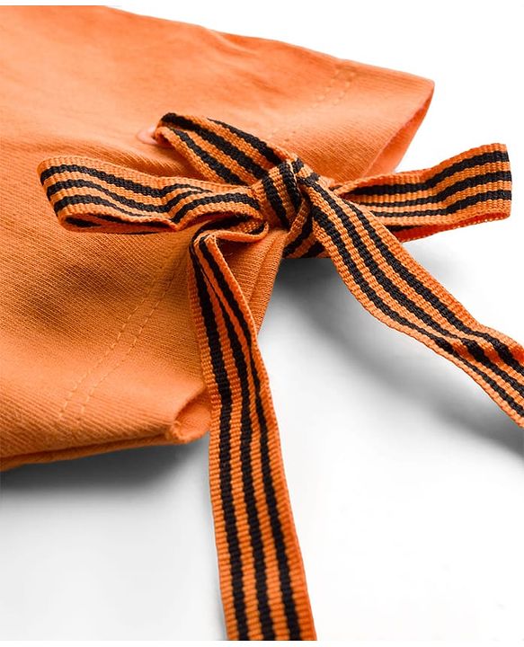 Pine Kids Cotton Knit Half Sleeves T-Shirt With Rhinestone & Embroidery Detailing - Orange