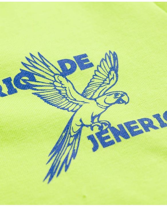 Pine Kids Cotton Knit Half Sleeves T-Shirt With Front & Back Rio Print - Lime Green