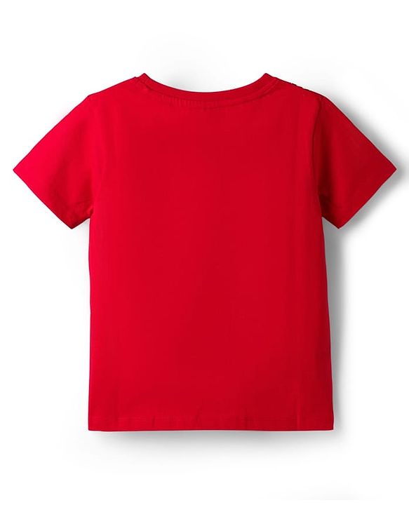 Pine Kids 100% Cotton Knit Half Sleeves Purse Printed T-Shirt - Red