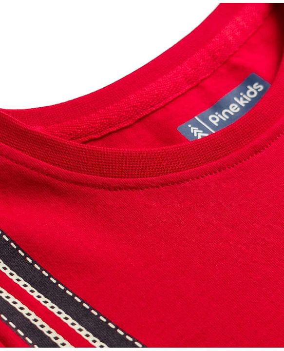 Pine Kids 100% Cotton Knit Half Sleeves Purse Printed T-Shirt - Red