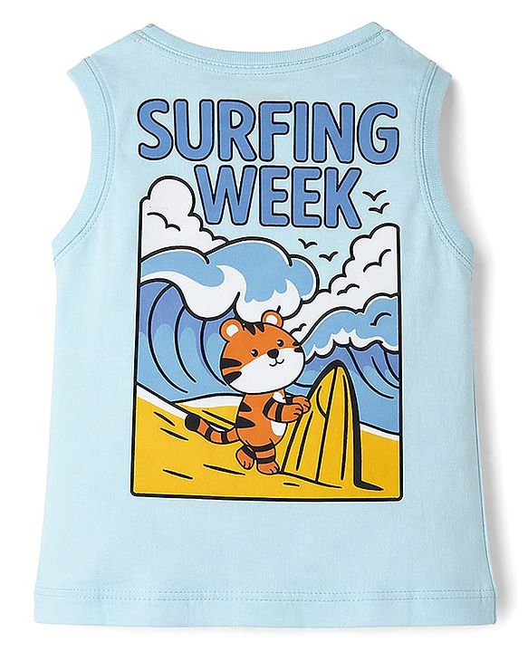 Babyhug Cotton Knit Sleeveless Tee with Front & Back Print Multi Color 3-4 Years