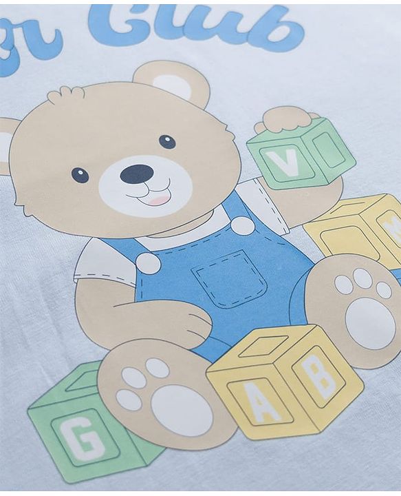 Babyhug 100% Cotton Knit T-Shirt with Bear Graphics Multi Color 6-9 Months