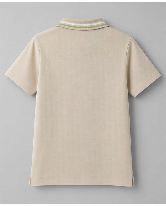 Babyhug Cotton Knit Half Sleeves Polo T-Shirt with Tiger & Tiny Trekker Safari Trail Print - Beige
