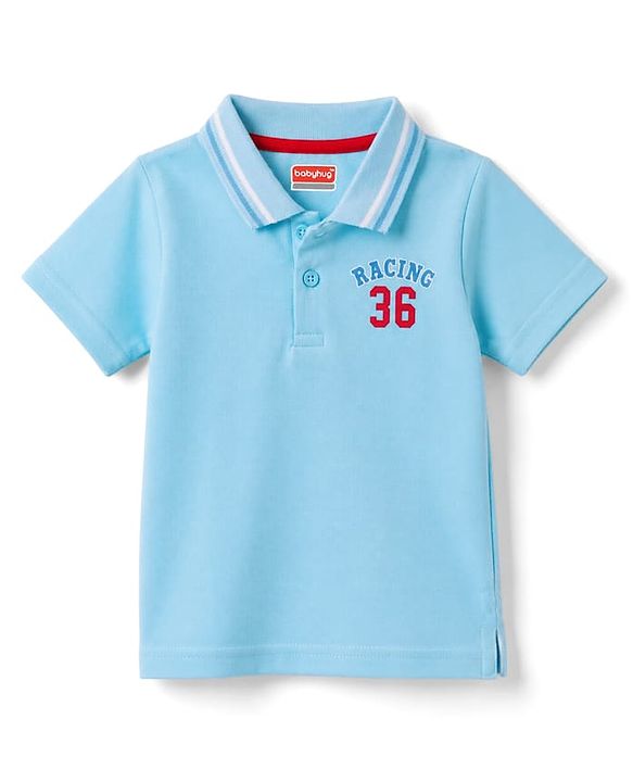 Babyhug 100% Cotton Knit Polo T-Shirt with Graphics Multi Color 6-9 Months