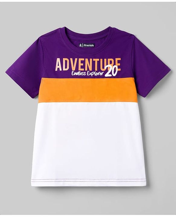 Pine Kids Cotton Knit Half Sleeves Adventure Printed T-Shirt - Multicolour