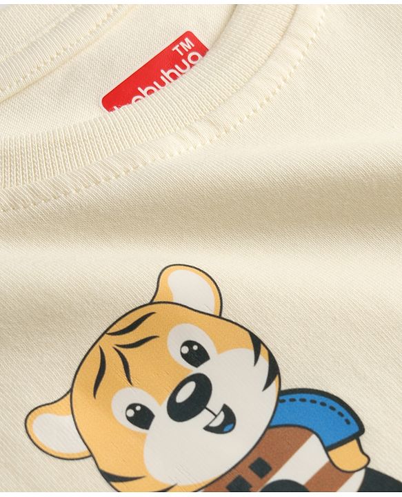 Babyhug Cotton Knit T-Shirt with All Over Print Half Sleeves Multi Color 6-9 Months