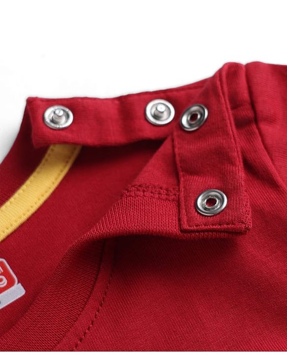 Babyhug 100% Cotton Knit Half Sleeves Tiger & Text Printed T-Shirt - Red