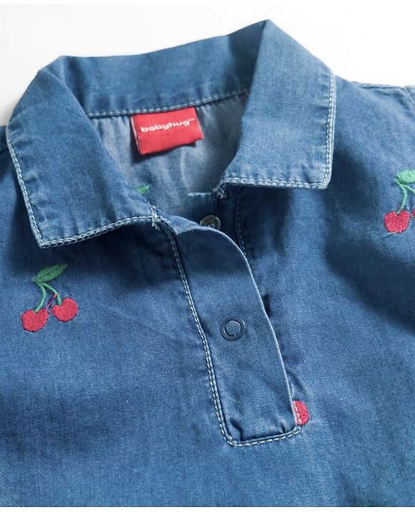 Babyhug Sleeveless Top & Shorts Set With Cherry Embroidery - Blue
