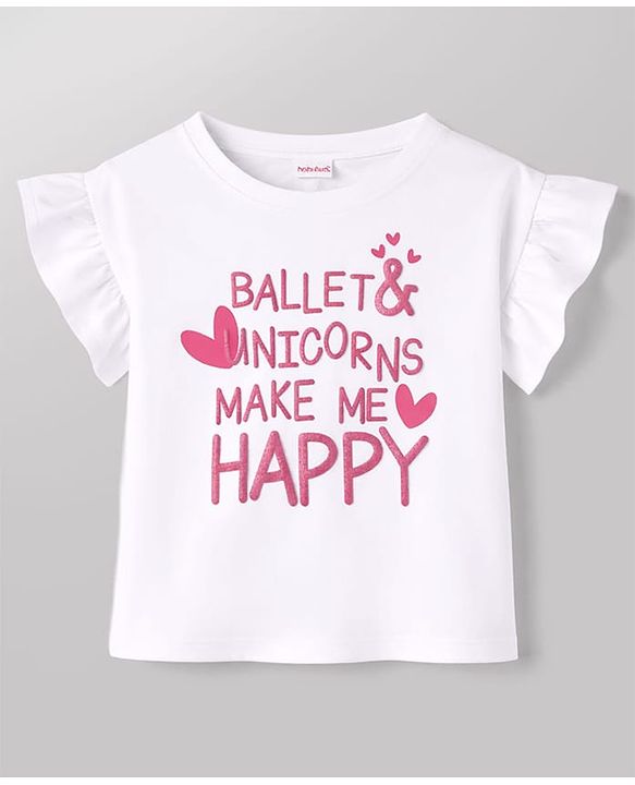 Babyhug Single Jersey Knit Half Sleeves Top & Shorts Set With Text Print - White & Pink