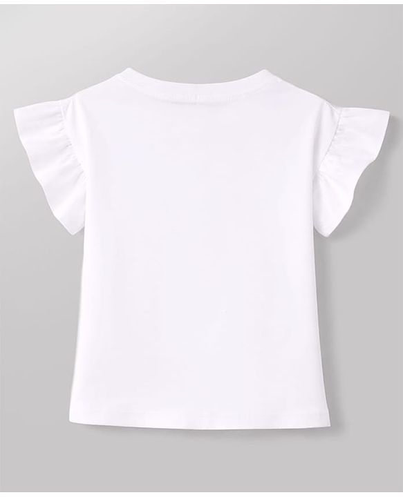 Babyhug Single Jersey Knit Half Sleeves Top & Shorts Set With Text Print - White & Pink