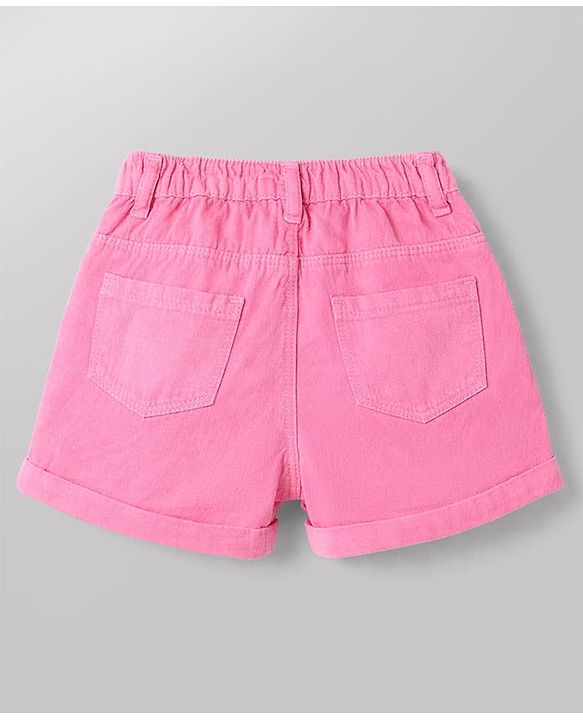 Babyhug Single Jersey Knit Half Sleeves Top & Shorts Set With Text Print - White & Pink