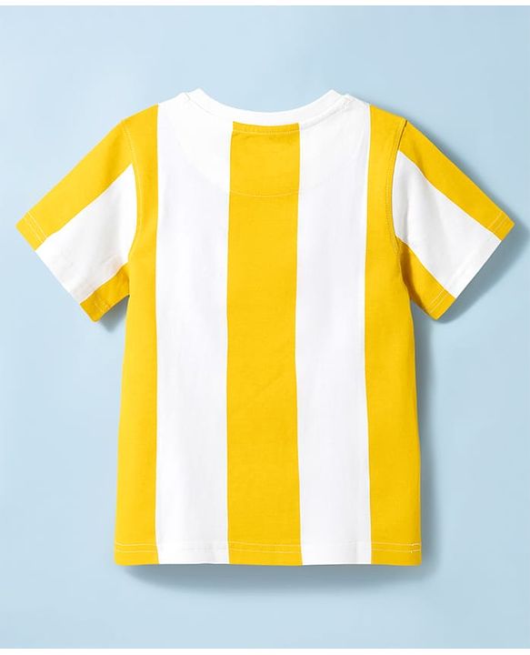 Pine Kids Cotton Knit T-Shirts Striped White 4-5 Years