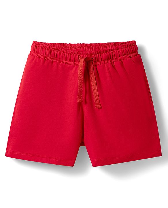 Pine Kids Cotton Knit Half Sleeves T-Shirt & Shorts Night Suit with Text Print - Red