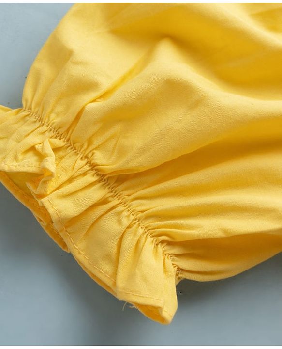 Pine Kids 100% Cotton Woven Half Sleeves Top With Embroidery Detailing - Yellow