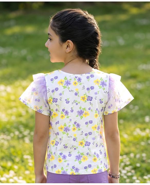 Pine Kids Cotton Knit Sleeveless Floral Printed Top - Multicolour