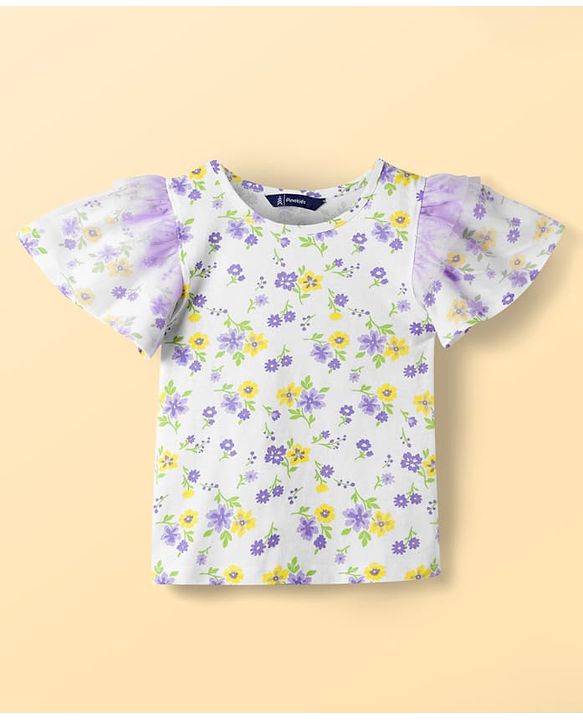 Pine Kids Cotton Knit Sleeveless Floral Printed Top - Multicolour