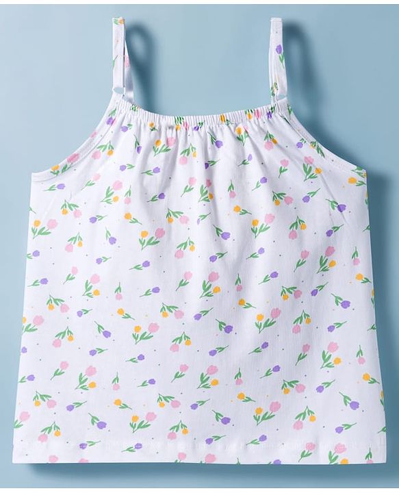Pine Kids Cotton Knit Sleeveless Floral Printed Top - Multicolour
