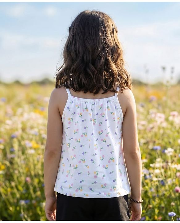 Pine Kids Cotton Knit Sleeveless Floral Printed Top - Multicolour