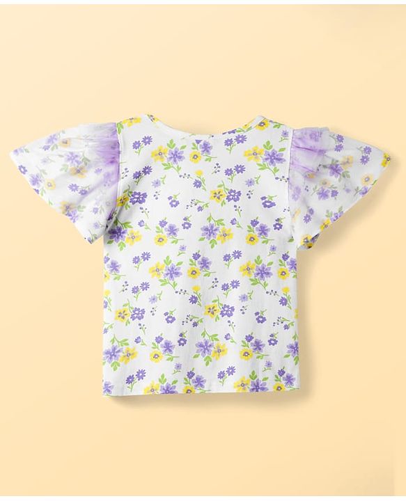 Pine Kids Cotton Knit Sleeveless Floral Printed Top - Multicolour