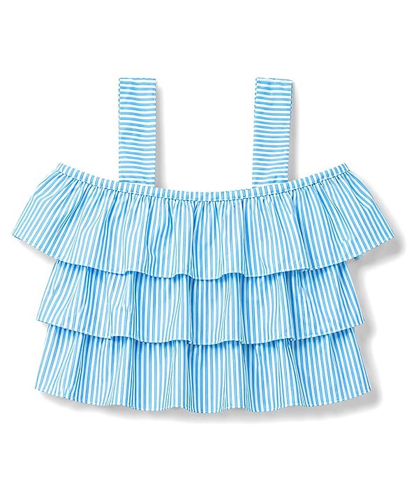 Babyhug Water Repellant Sleeveless Striped Two Piece Swimsuit - Light Blue