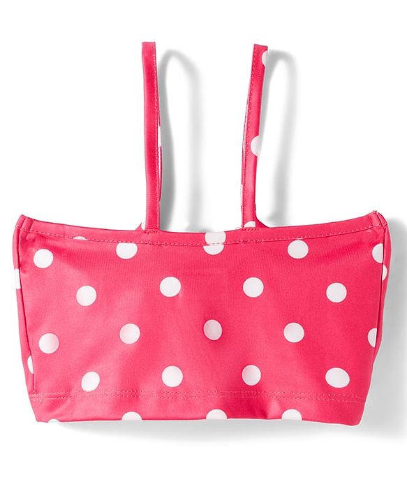 Babyhug Water Repellent Sleeveless Two Piece Swimsuit With Polka Dot Print & Bow Applique - Red