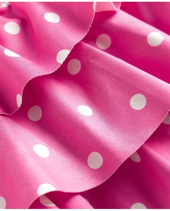 Babyhug Water Repellant Sleeveless Two Piece Swimsuit With Polka Dots Print - Pink