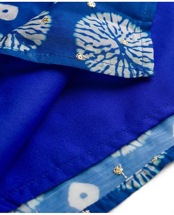 Pine Kids Woven Full Sleeves Printed Kurta Pajama Set - Blue