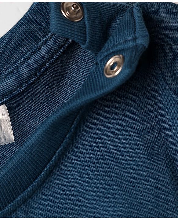 Babyhug Cotton Knit Half Sleeves T-Shirt & Shorts Night Suit with Bear & Star Print - Teal Blue