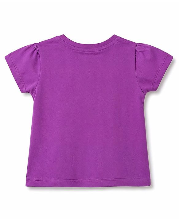 Babyhug Cotton Knit Half Sleeves Shorts & T-Shirt Night Suit Floral Print - Purple