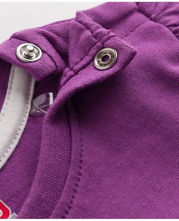 Babyhug Cotton Knit Half Sleeves Shorts & T-Shirt Night Suit Floral Print - Purple