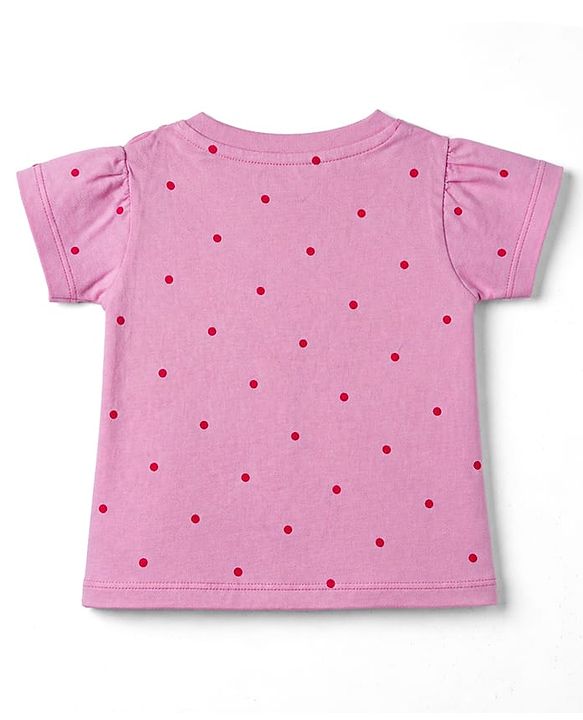Babyhug Cotton Knit Half Sleeves T-Shirt & Shorts Night Suit with Floral Print - Pink